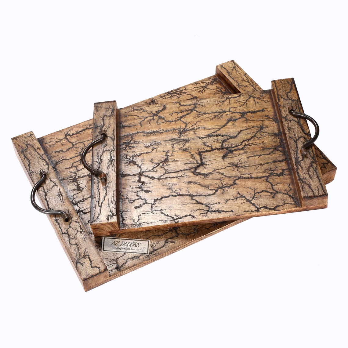 Handcrafted MANGO wood burn tray Set of 2 Forest Fire Etsy