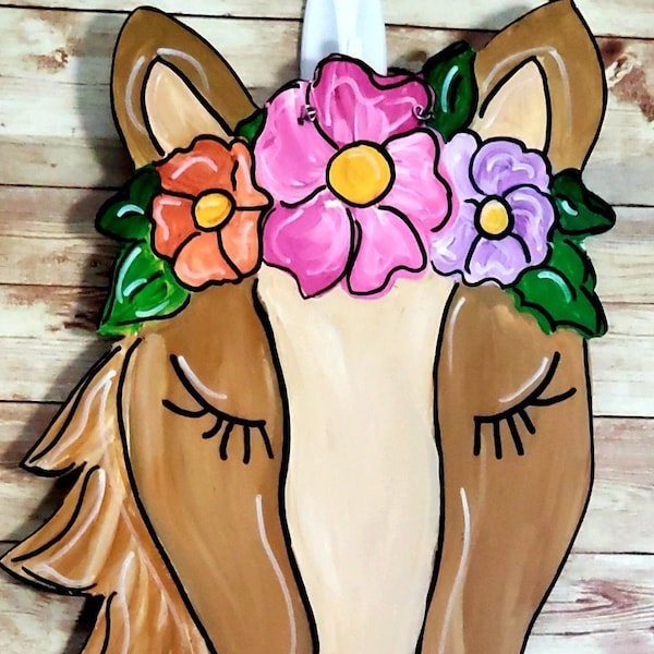 Flower Crown Horse Door Hanger