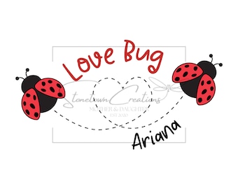 Personalized For Any Age Love Bug Ladybug Heart Valentine&#39;s Day PNG SVG Digital Download