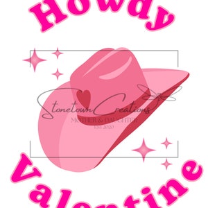 Chapéu de cowboy rosa fofo em forma de coração, estilo western, Olá, dia dos namorados, Dia dos Namorados, SVG, PNG, download digital