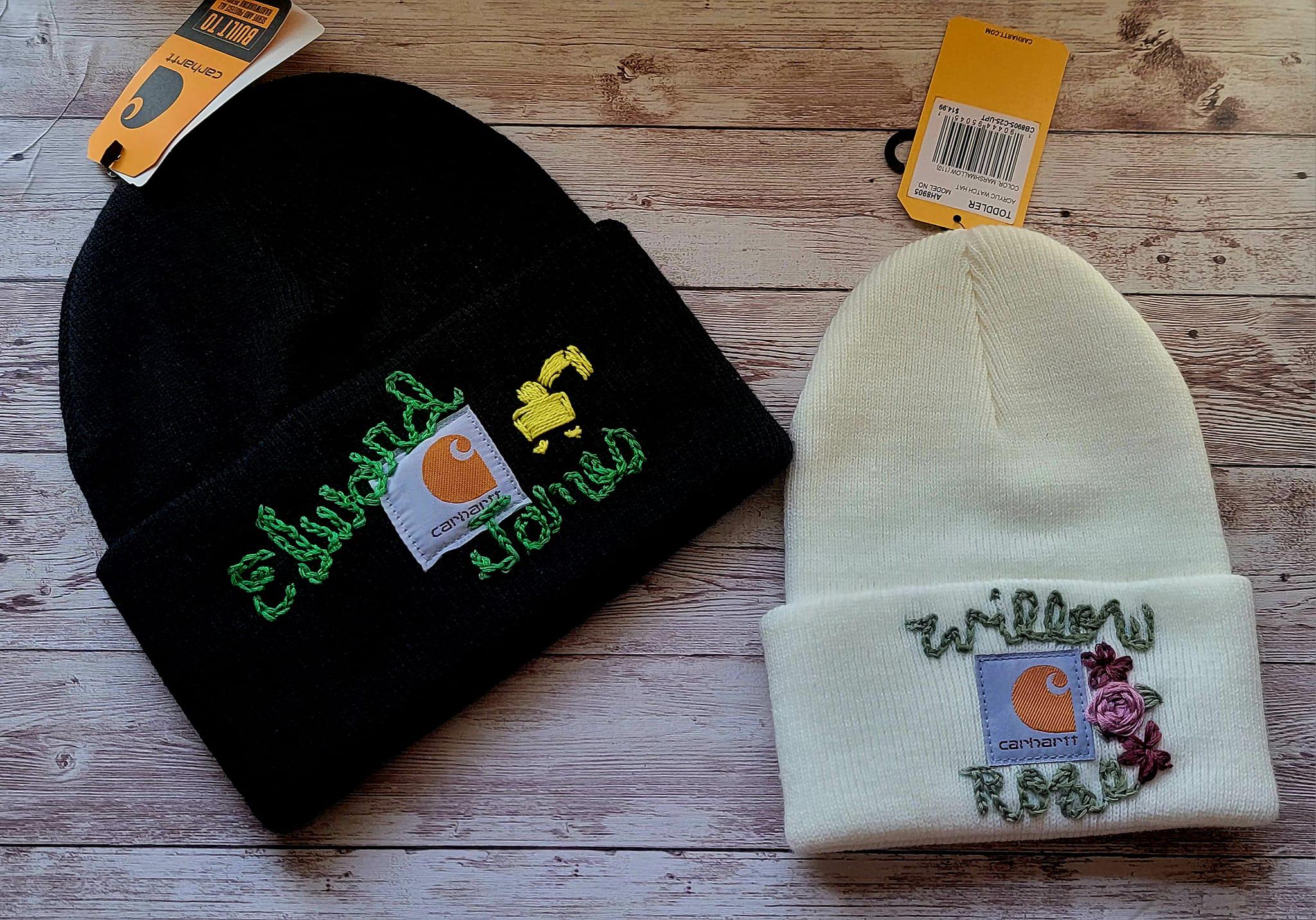 Hand Embroidered Personalized Flower Carhartt Beanie - Etsy display picture 1