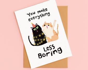 Druckbare lustige Katze Gruß-Karte Niedliche Katze Geburtstag Jahrestag Digital Sofort Download für Freund nur weil Karte Tier Karte