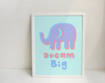 Elefant Kinderzimmer Kunstdruck: Baby Tier Wanddekoration (Digitaler Download