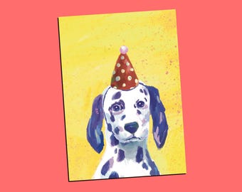Geburtstagskarte für Hund – süßer Dalmatiner mit Partyhut – Lustige Geburtstagskarte für Welpen – Digitaler Download – Geschenk für Hundeliebhaber – Digitale Karte