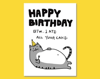 Lustige Katzen Geburtstagskarte: Katzenliebhaber Geschenk (Digitaler Download)