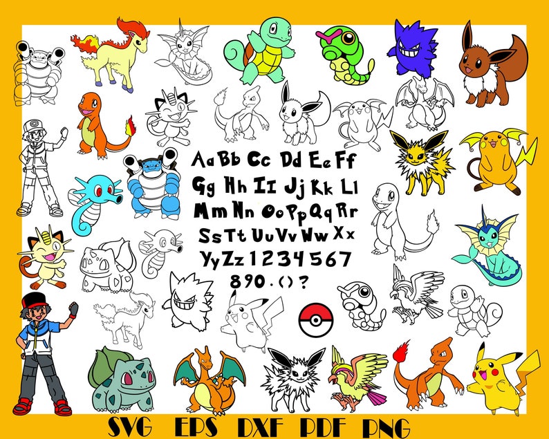 Download Pokemon svg. Pokemon alphabet svg. Pokemon bundle svg. | Etsy