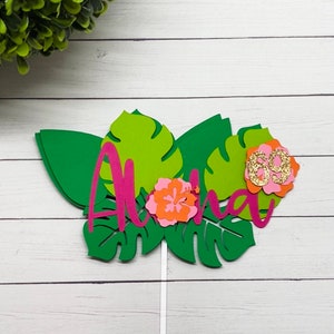 Aloha Cake Topper, Tropical Birthday Cake Topper, Luau Cake Topper