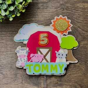 Farm Animal Cake Topper,Barnyard Theme Party, Old McDonald Farm Birthday, Farm Birthday Decor, Barn Animals. Custom Cake Topper,