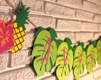 Aloha Banner, Tropical Banner, Luau Garland,