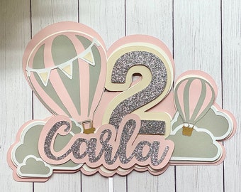 Hot Air Balloon Cake Topper, Up Up and Away Cake Topper, Hot Air Balloon Party, Personalized Hot Air Balloon Cake Topper