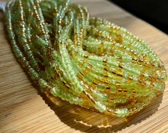 Perline per cintura Lime Gold Harmony - Perline per cintura fatte a mano, perline di vetro, gioielli tradizionali, accessori estivi