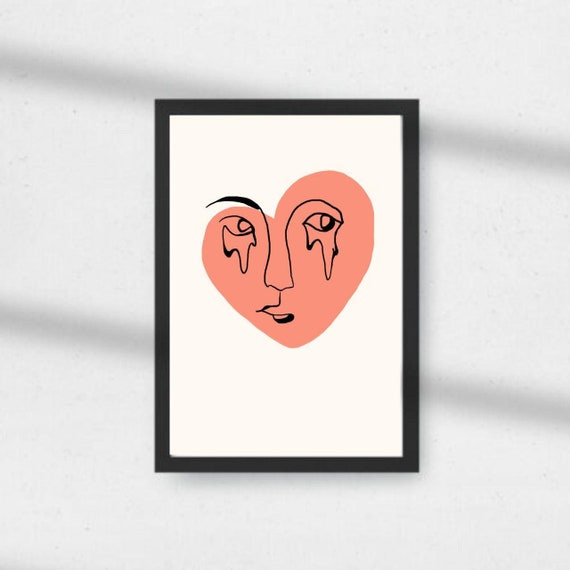 Don't Cry Face Art Print Abstract Wall Art Minimalist | Etsy