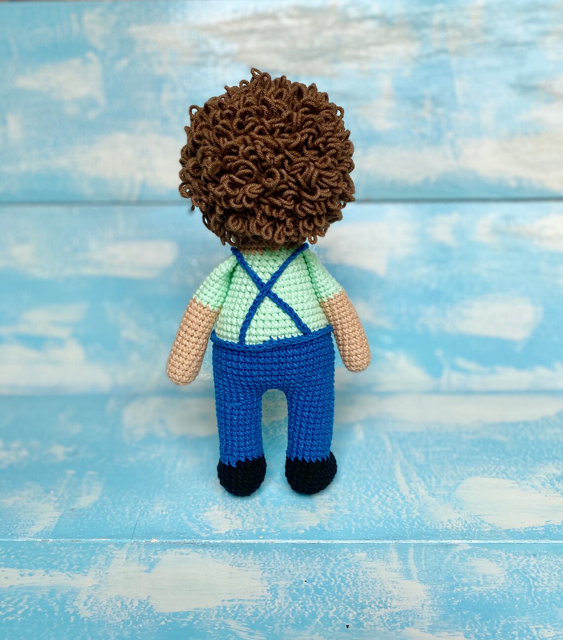 Crochet Boy Doll Brown Hair Doll Organic Cotton Toy for Etsy