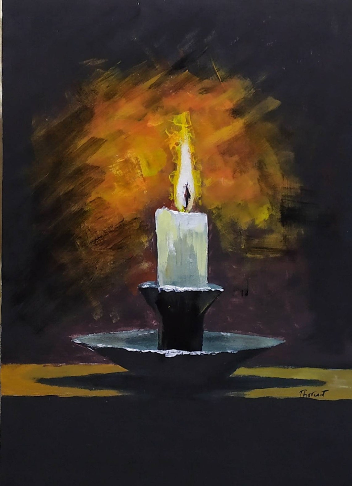 Original Acrylic painting Candle Etsy
