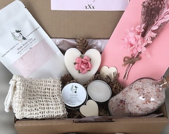 Set de regalo vegano de spa: arcilla rosa, sales de baño y bálsamo labial