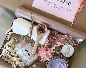 Paquete de cuidado de la piel para mamás, regalo de Navidad, cesta de mimos, set de regalo de cumpleaños, cuidado de la piel vegano, caja de regalo sin crueldad animal, paquete de cuidado, set de regalo de spa