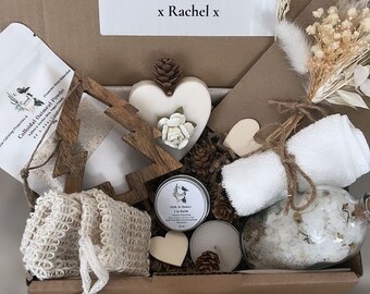 Set de regalo personalizado para el cuidado de la piel de Navidad para mujeres, caja de regalo de spa para cumpleaños, cesta de mimos, set de cuidado de la piel natural para cumpleaños número 30, 40 y 50