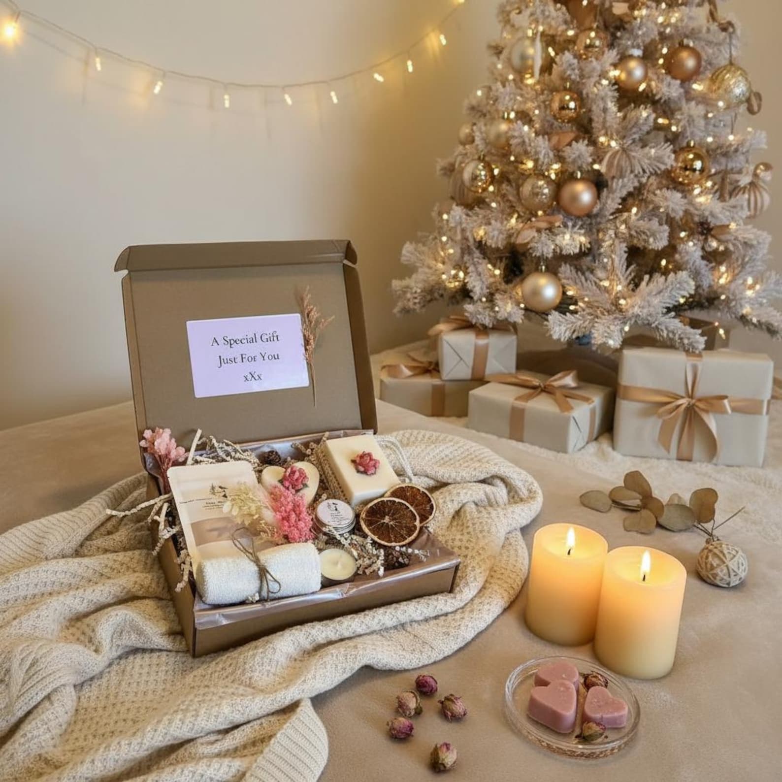 NATURAL BATH AND Body Gift, Handmade Pamper Self-care Gift Set, Vegan Friendly Stress Relief Hamper Cruelty free, Wellness Box