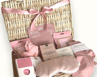 Luxury Spa Hamper: Pink Bath Bomb, Silk Sleep Mask & Socks