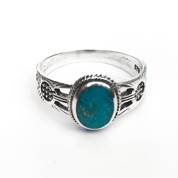 Genuine Turquoise Southwestern Design Band 925 Sterling Silver Ring December birthstone Fast shipping from USA! A1