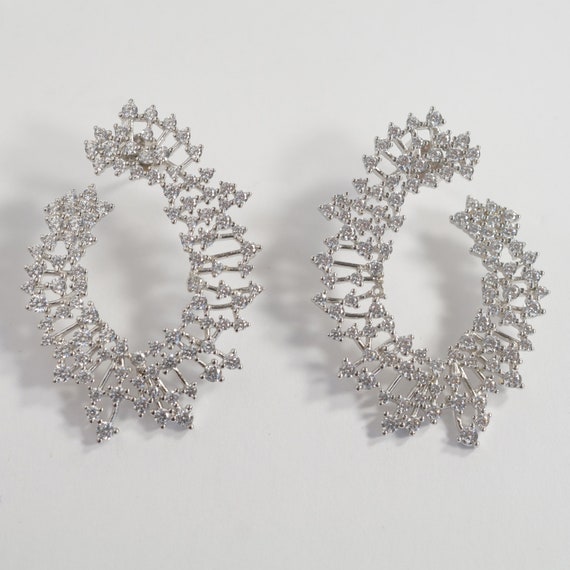 Extra Large 1 3/4" Bridal Earrings Vintage Earrin… - image 1