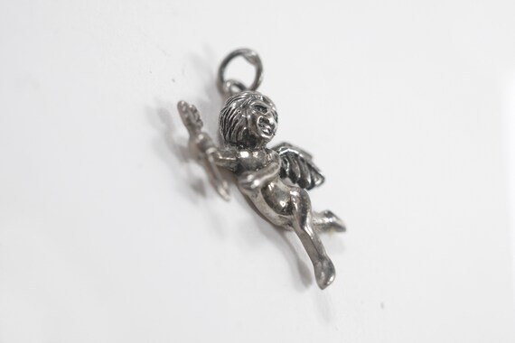 Vintage Sterling Silver Cupid Cherub Cherubim Necklace Pendant Guardian Angel with Arrow Protection Love Angel Fast shipping from USA! View 4