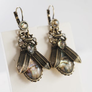 Vintage Goth Moth Fly Insect Scarab Art Deco Antique Style Earrings Lever Back Earrings Fast Shipping from USA! A2