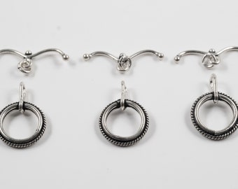 Sterling silver Bali toggle clasps - vintage great quality - sold in sets of Three! Jewelry making supplies Fast shipping from USA