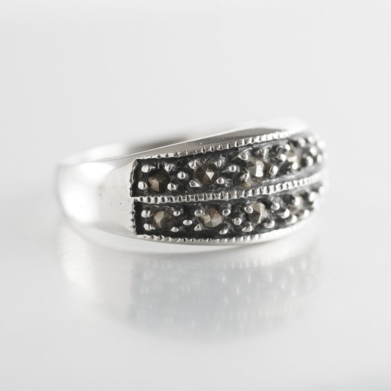 Vintage Marcasites 925 Sterling Silver Ring Sterl… - image 2
