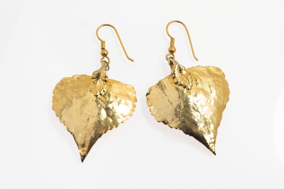 Real Birch Leaves dipped in 24K Gold Earrings Nat… - image 2