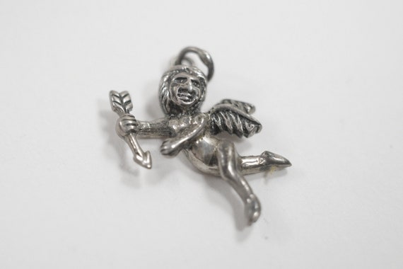 Vintage Sterling Silver Cupid Cherub Cherubim Necklace Pendant Guardian Angel with Arrow Protection Love Angel Fast shipping from USA!