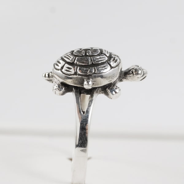 Turtle Poison Ring 925 Sterling Silver Locket Ring Secret compartment Ocean Sea Turtle  Jewelry Fast shipping from USA!