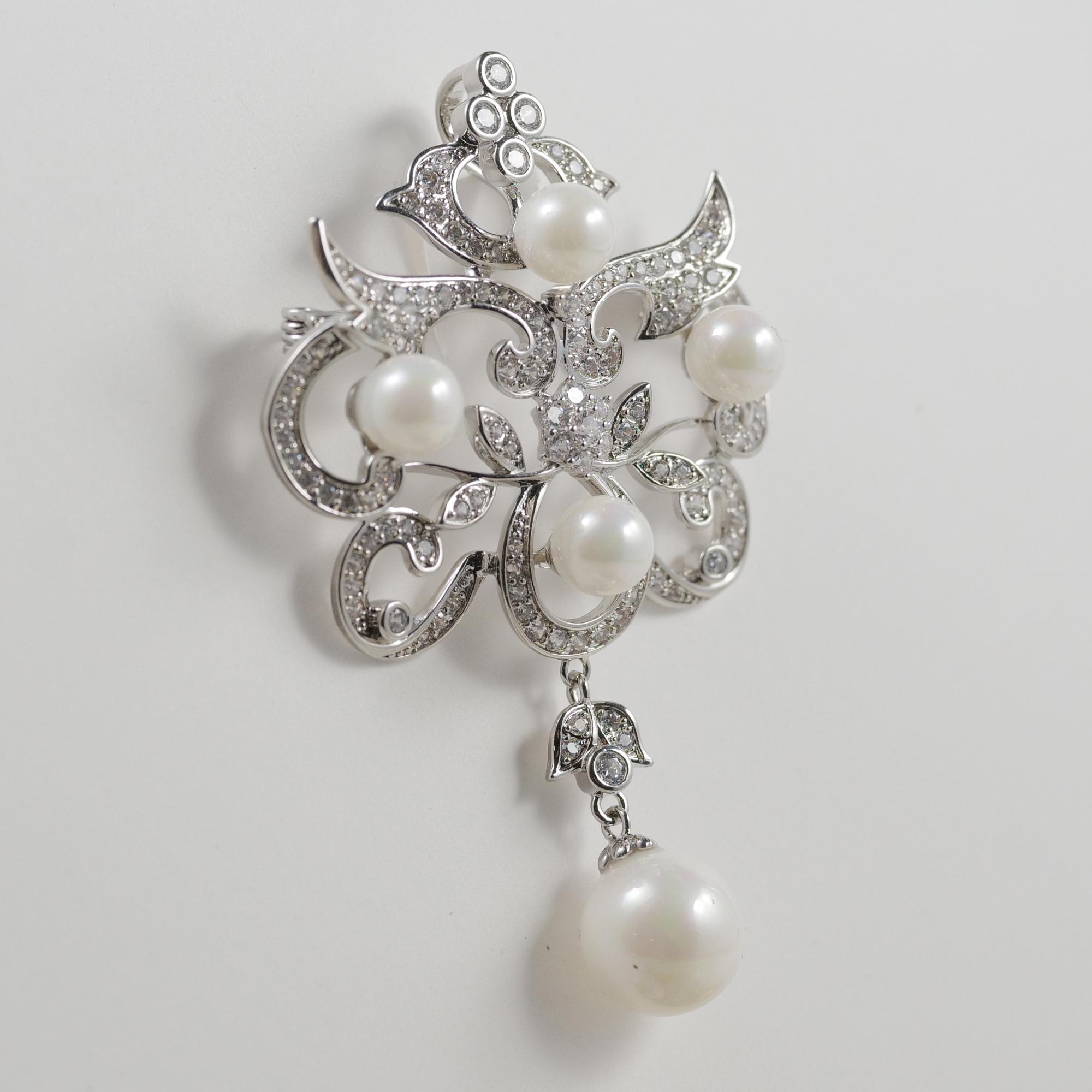 Basque Brooch Vintage Classic Baroque Brooch Pin and Pendant Design With CZ Crystals ...