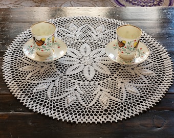 Crochet Large White Lacy Handmade Doily, Intricate Stylish Home Decor Made and ship from USA! Unique gift Centerpiece Table Decoration A1