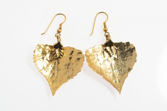 Real Birch Leaves dipped in 24K Gold Earrings Nat… - image 1