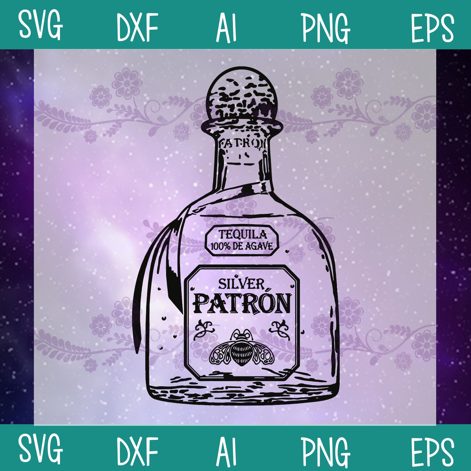 Patron Tequila Bottle Alcohol SVG Silver Patron SVG Silver | Etsy