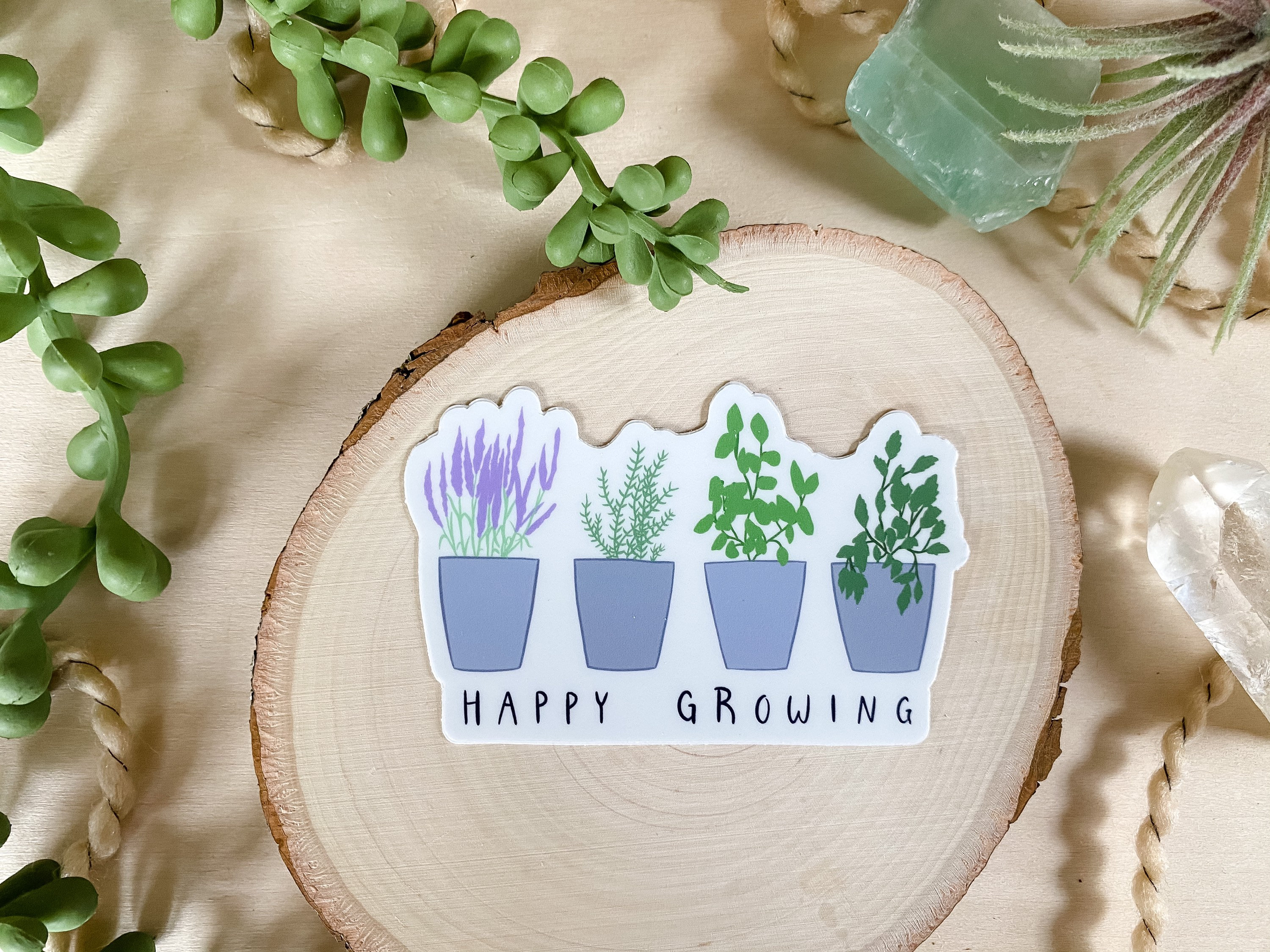 Happy Growing Herb Garden Sticker Waterproof Vinyl Laptop Etsy