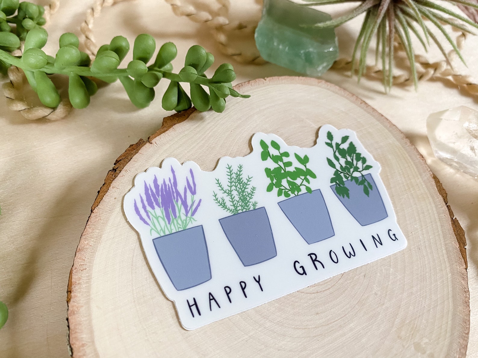 Happy Growing Herb Garden Sticker Waterproof Vinyl Laptop Etsy