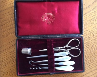 Antieke Joseph Rodgers & Sons reizende naaiset/Etui ca.1830's