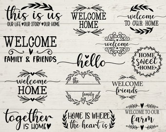 Bienvenido Sign SVG Bundle, Farmhouse Sign SVG, Round Welcome Sign, Bienvenido a Our Home svg, Door Hanger svg, Bienvenido png, svg