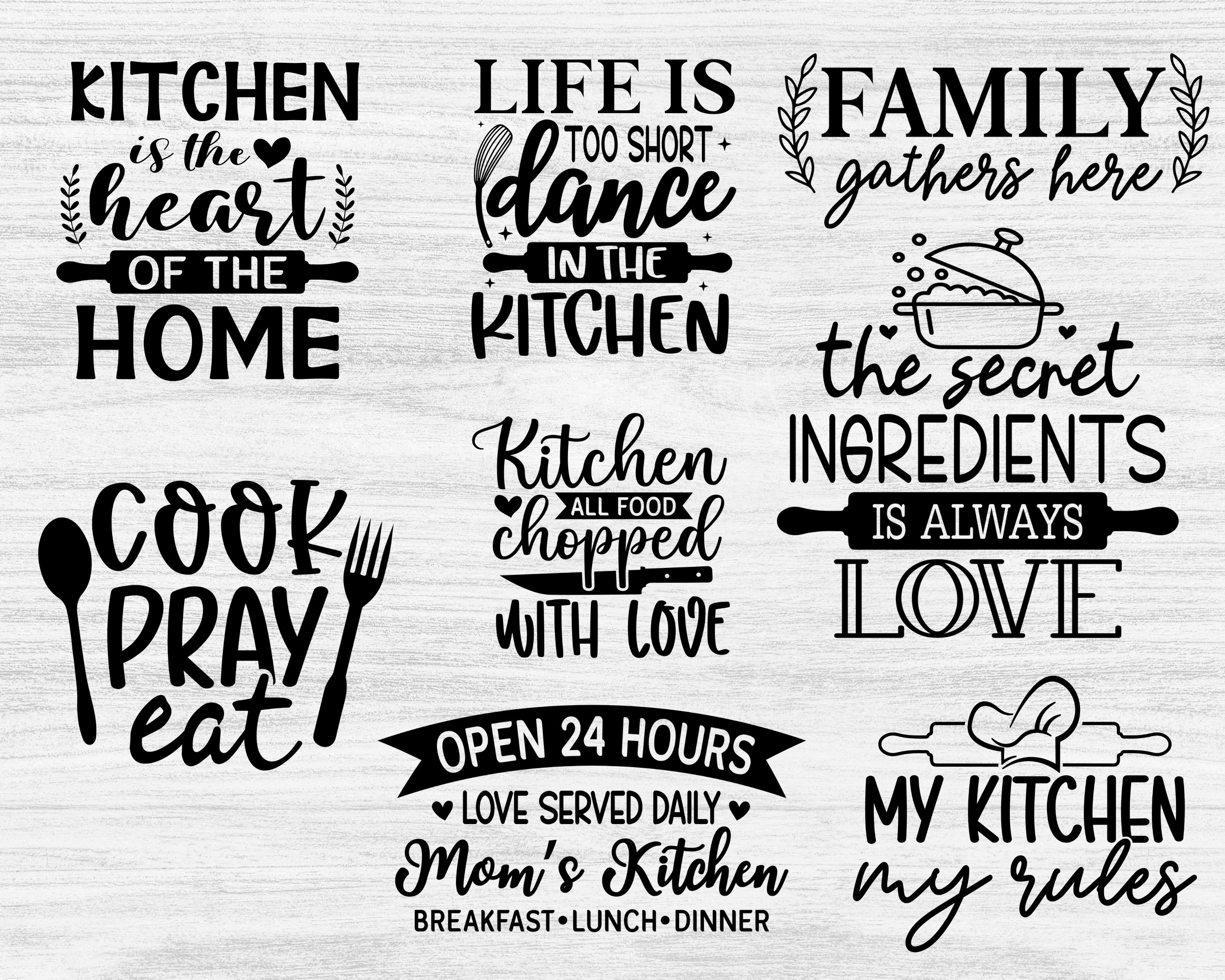 Kitchen SVG Bundle, Kitchen Sayings SVG, Kitchen Quotes, Kitchen Towel
