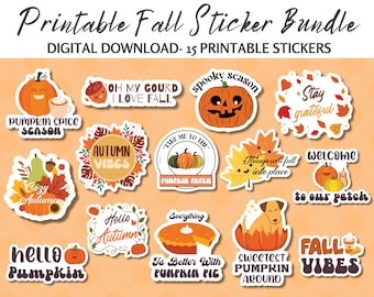 Paquete de pegatinas de otoño imprimible / Pegatinas de otoño / Pegatinas de planificador de otoño / Paquete de pegatinas Otoño / Impresión y corte de otoño / Pegatina de planificador digital