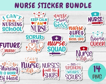 Nurse PNG bundle design - Nurse Bundle SVG file for Cricut - Nurse Sticker SVG bundle - Nurse Sticker Digital Download