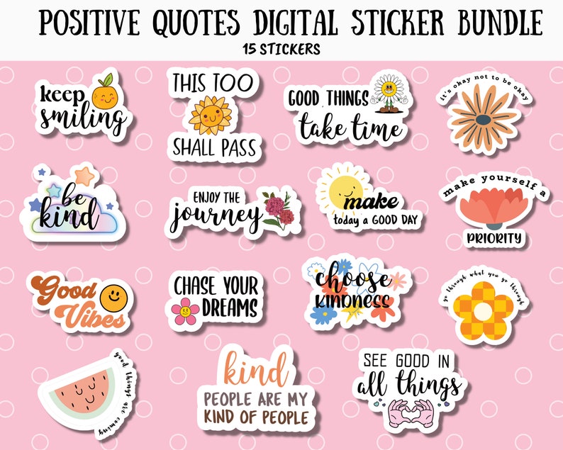 Inspirational Sticker, Positive Sticker Bundle, Groovy Sticker , Retro ...