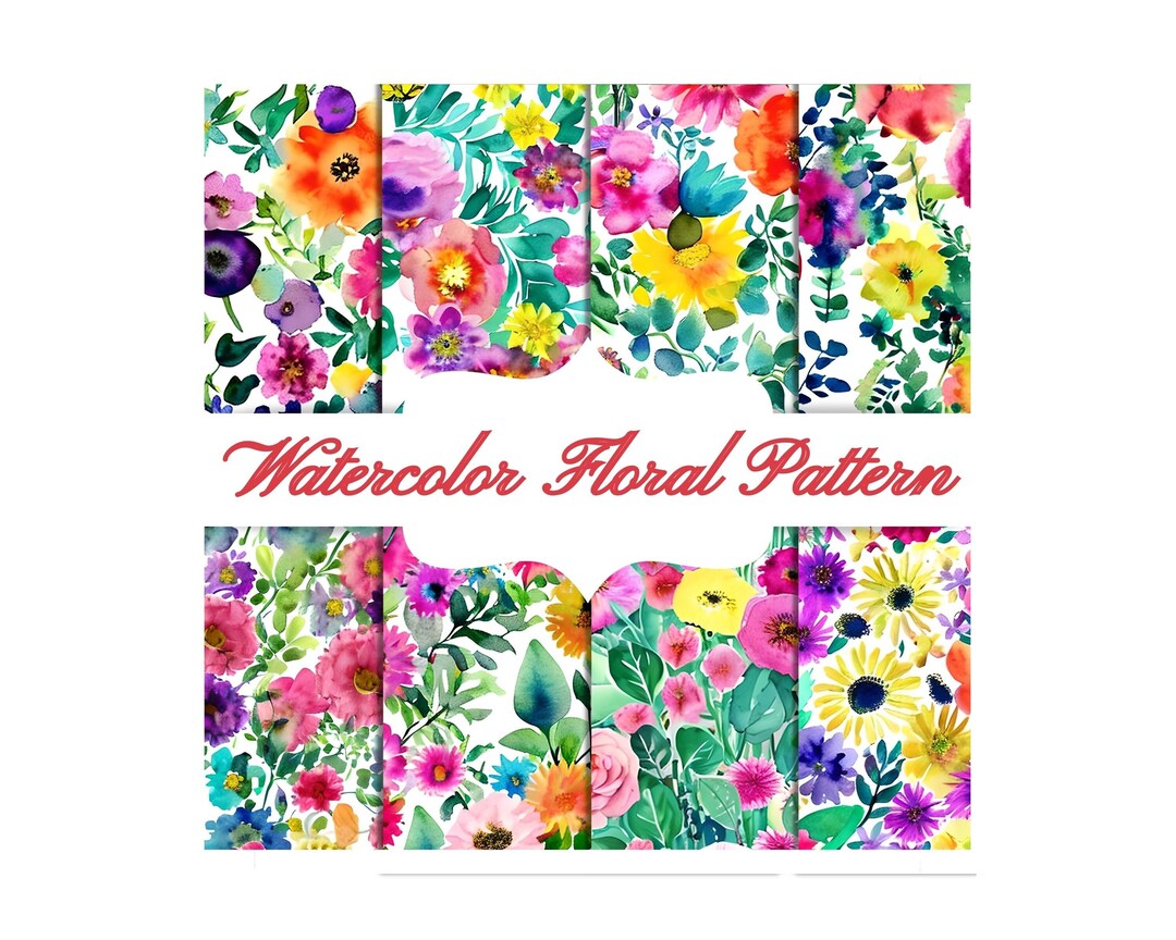 Watercolor Floral Digital Paper , Watercolor Flower Backgrounds , 8 ...