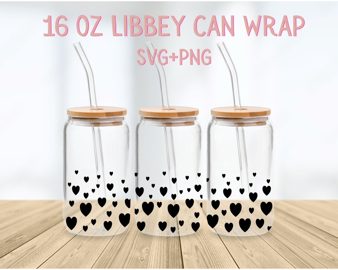 Hearts Libbey Glass Wrap SVG, Love Hearts, Hearts Libbey Can SVG Wrap ...