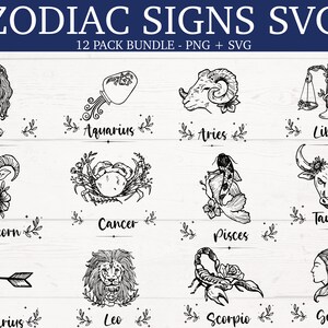 Zodiac Signs SVG Bundle, Astrology Signs svg, Zodiac Symbols svg, Zodiac Signs svg, Astrology, Horoscope, Zodiac png