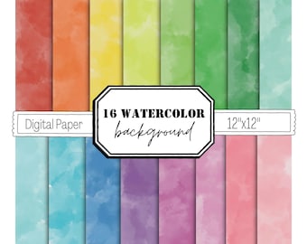 16 aquarel digitaal papier, aquarel achtergrond, aquarel textuur, aquarel papier, digitaal papier, 12x12 formaat