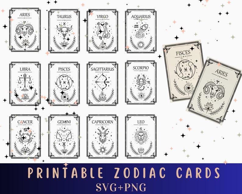 Zodiac Cards Svg , Zodiac Sign Svg , Constellation Zodiac Svg ...