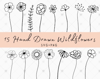 Flower Bundle Svg, Flower Svg, Wildflower svg, Flowers and Leaves, Flower Svg, WildFlowers svg bundle, Flower svg bundle, flowers